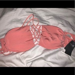abercrombie pink caged swim top